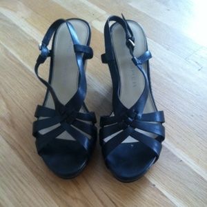 Marc Fisher Black strap Wedge heels